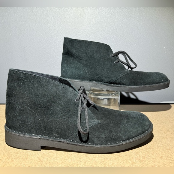 Men’s Clarks Bushacre Boots Black Suede Size 12M #15522 - Picture 1 of 6